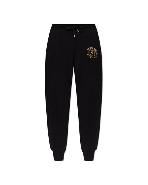 Versace Jeans Black Couture Logo Embroidered Drawstring Sweatpants