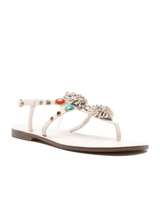 Twinset White Flower-Embellished Sandals