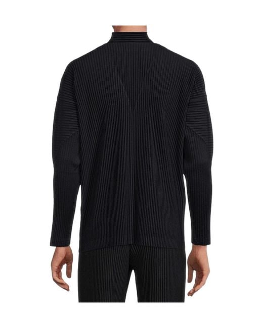 Issey Miyake Black Basics Panelled Plissé Cardigan for men