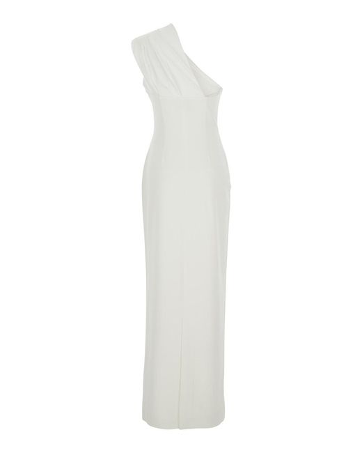 Solace London White One-Shoulder Long Dress