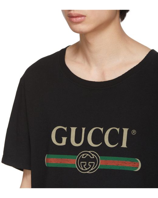 Gucci Black Oversize Washed T-Shirt With Logo for men