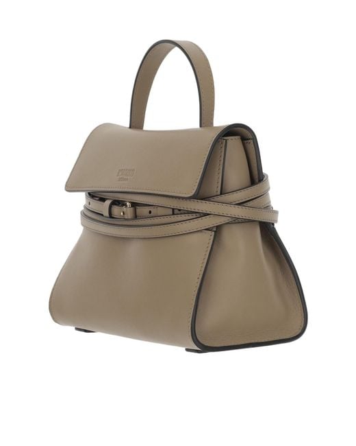 Moschino Natural Tie Me Logo Embossed Small Tote Bag