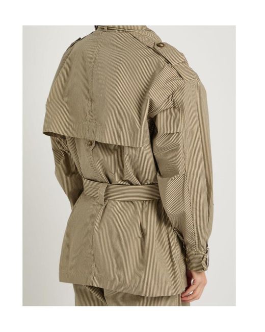 Isabel Marant Natural Claya Striped Belted Cotton Jacket