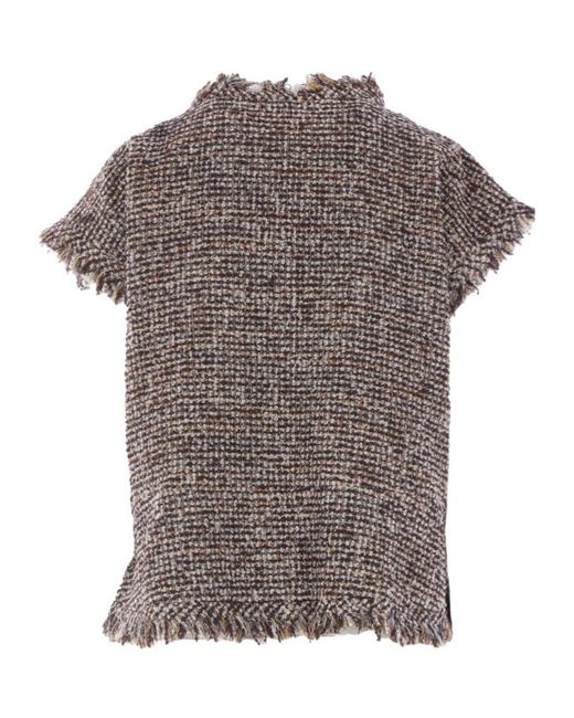 Sacai Gray Short-Sleeved Tweed Jacket