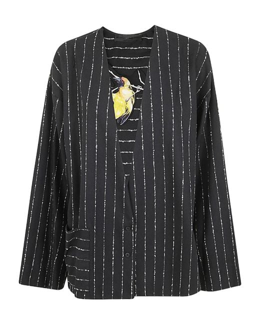 Maria Calderara Black Striped Pocket Jacket