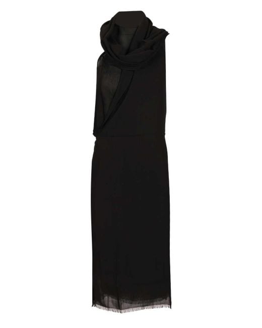 Totême Black Totême Fringed Scarf Dress