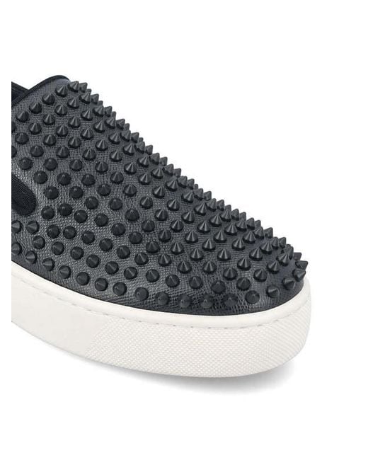 Christian Louboutin Black Spikeboat Slip-On Sneakers for men
