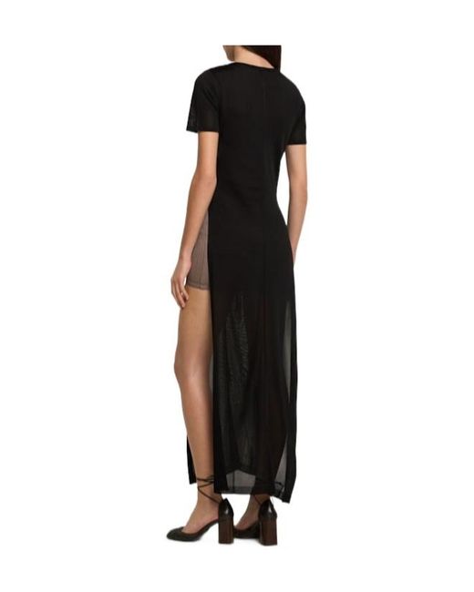 Lemaire Black Shiny Viscose Column Dress W/ Slits
