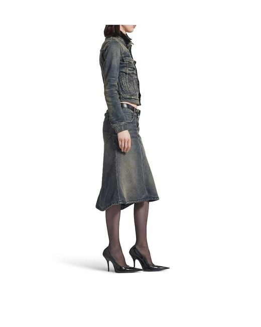 Balenciaga Gray Ruched Denim Jacket