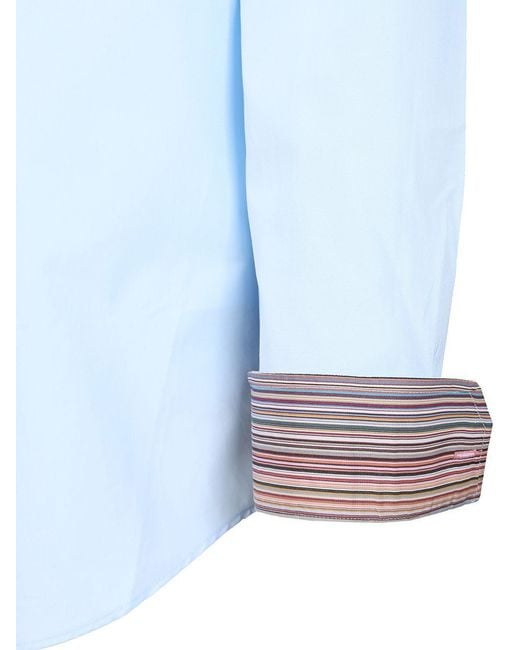 Paul Smith Blue Artist Stripe Cuff Shirt for men