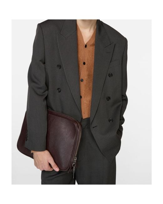 Acne Gray Double-Breasted Suit Jacket for men