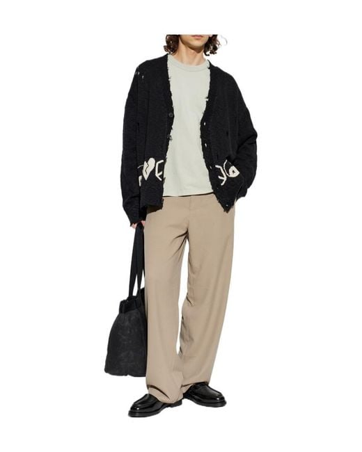 AllSaints Black Tabua Distressed Cardigan for men