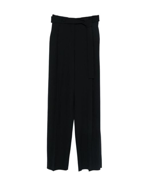 Emporio Armani Black Pleat Detailed Straight Leg Trousers