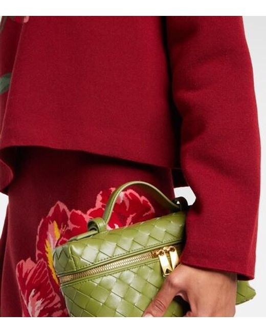 Carolina Herrera Red Floral Jacquard Cotton And Wool Sweater