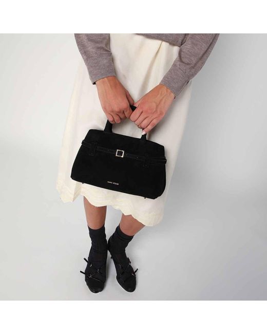 MANU Atelier Black Buckle-Fastening Suede Tote Bag
