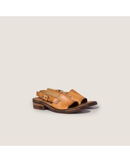 Miu Miu Brown Leather Sandals