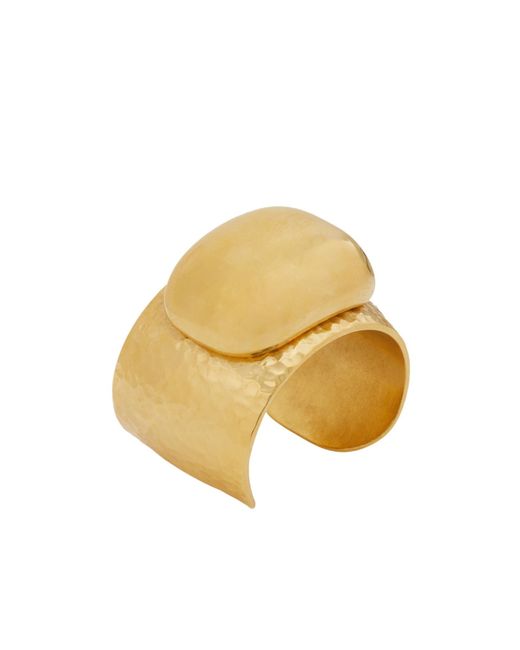 Saint Laurent Yellow Hammered Open Bangle