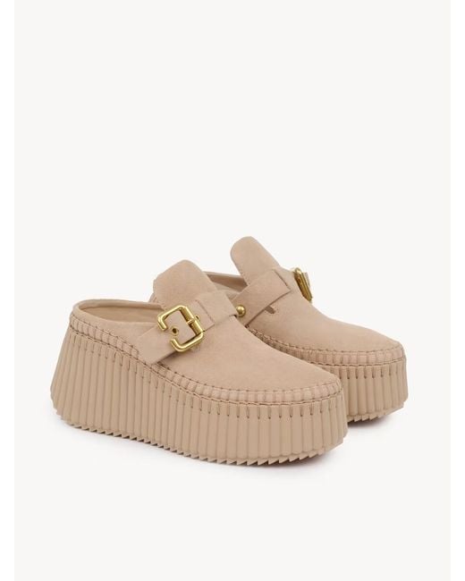 Chloé Natural Chloé Nama Platform Clogs