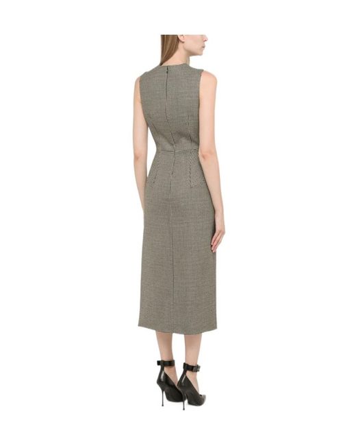McQueen Multicolor Houndstooth Asymmetrical Dress