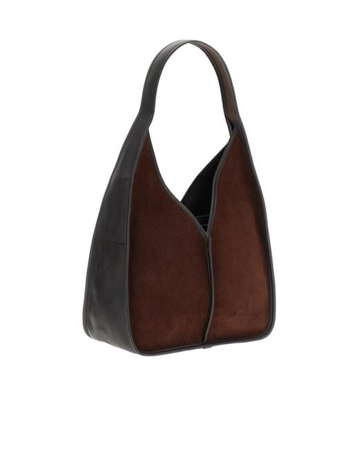 Hereu Brown Knot-Detailed Hobo Shoulder Bag