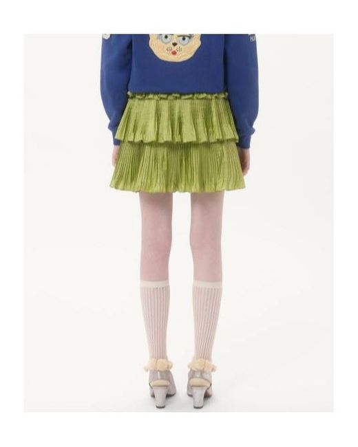Valentino Green Ruffled Lettuce Hem Mini Skirt