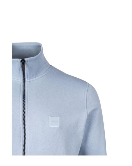 Boss Blue High-Neck Long-Sleeved Sweatshirt for men
