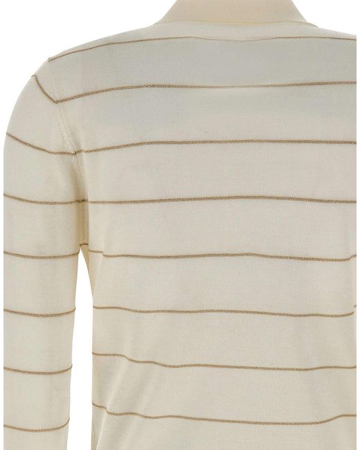 Eleventy White Striped Knitwear