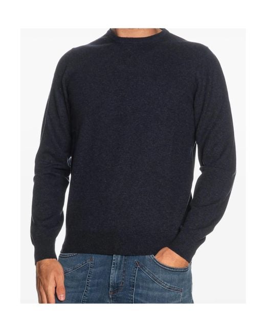 Gran Sasso Blue Crew-Neck Wool Sweater for men