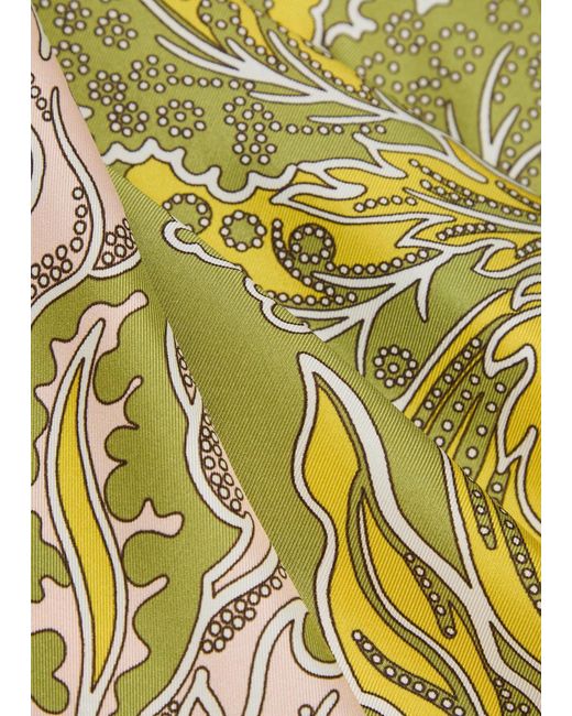 LaDoubleJ Metallic Roy Printed Belted Silk Maxi Dress