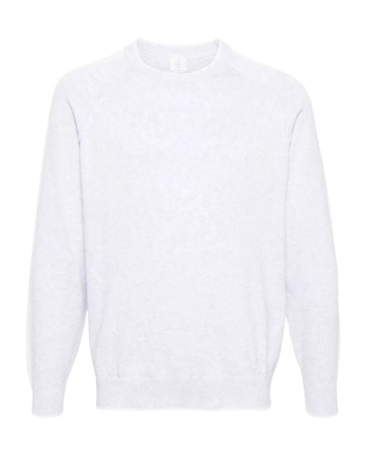 Eleventy White Stripe-Detail Cotton Jumper for men