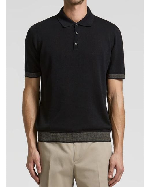 Peserico Black Short-Sleeves Polo Shirt for men