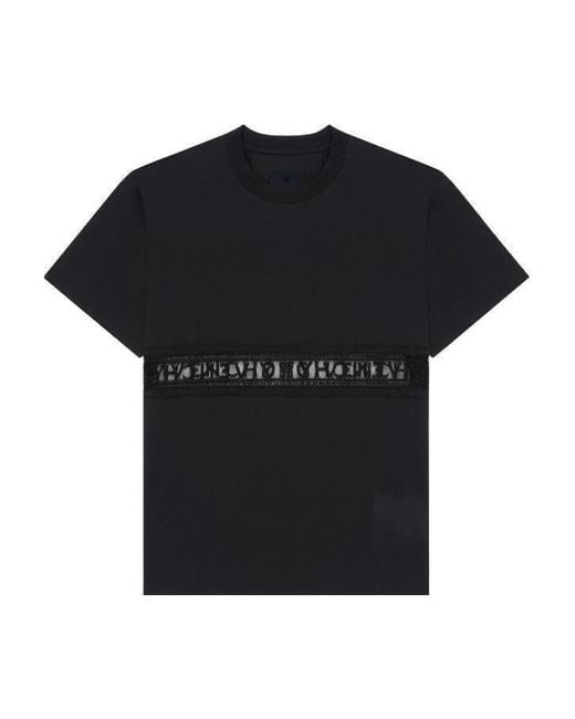 Givenchy Black Logo Lace Detailed Crewneck T-Shirt