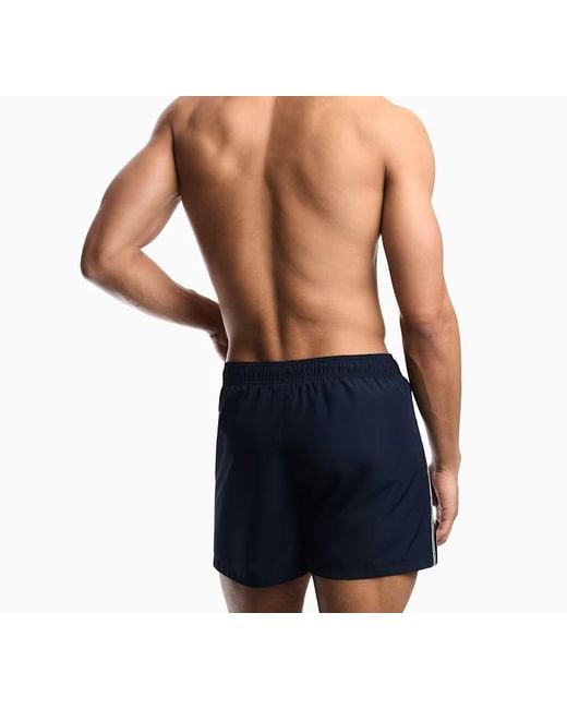 Emporio Armani Blue Side-Stripe Swim Shorts for men
