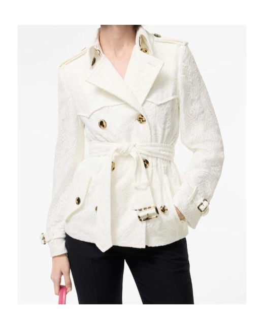 Burberry White Short Paisley Lace Foxfield Trench Coat