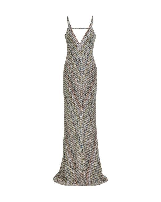 Missoni Gray Sequin-Embellished Metallic-Knit Gown