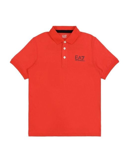 EA7 Red Logo Printed Polo Shirt for men