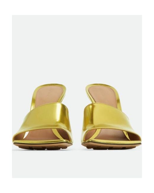 Bottega Veneta Yellow Stretch Open Toe Heeled Mules