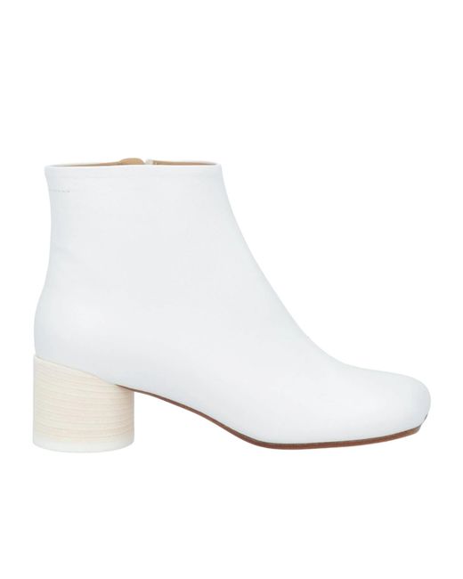 MM6 by Maison Margiela White Block-Heel Ankle Boots