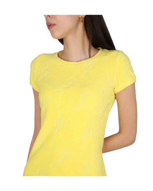 DSquared² Yellow Round-Neck Flared Mini Dress