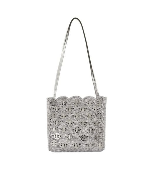 Rabanne White Rabanne Scalloped Edge Strapped Shoulder Bag