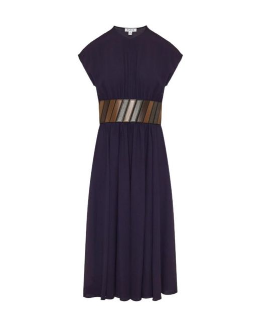 Alaa Women's Blue Alaa Pleated Belted Midi Dress - benaras.co