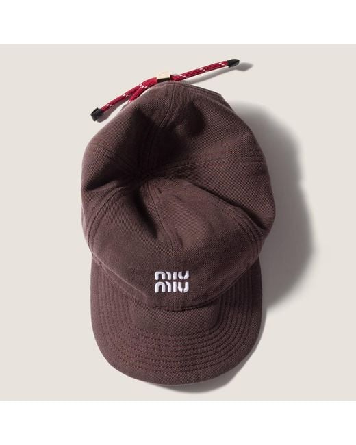 Miu Miu Red Denim Baseball Cap