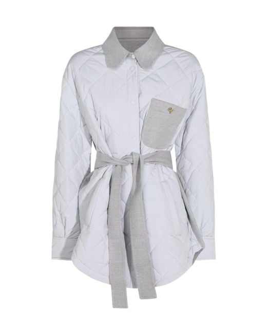 Fabiana Filippi Gray Tie-Waist Casual Shirt-Style Jacket