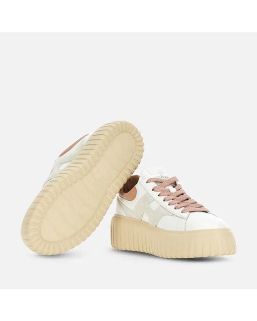 Hogan Natural H-Striped Round Toe Sneakers