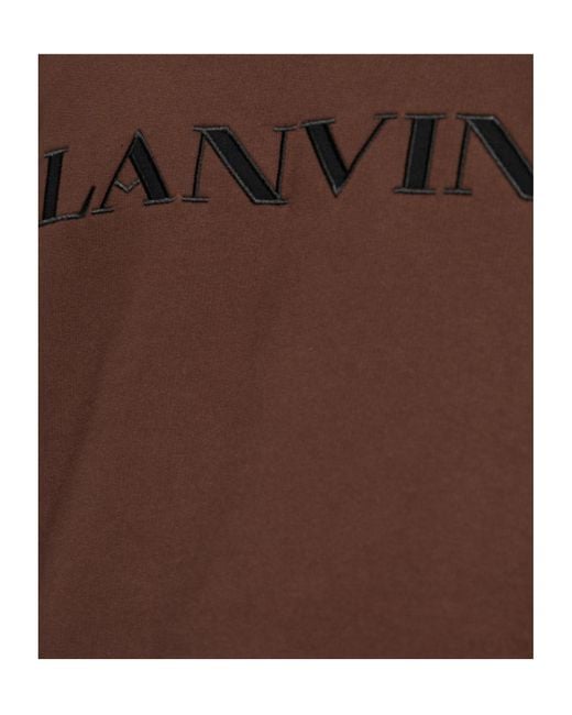 Lanvin Brown Logo-Embroidered Kangaroo Pocket Hoodie for men