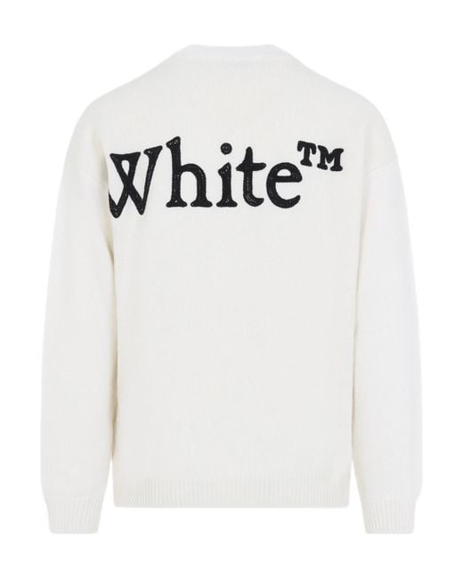 Off-White c/o Virgil Abloh White Bookish Logo-Patch Knitted Jumper for men