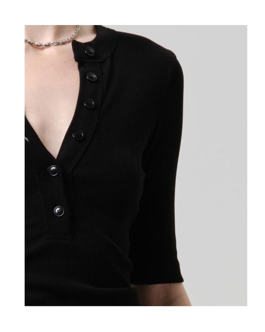Citizens of Humanity Black Nali Ribbed Henley Top