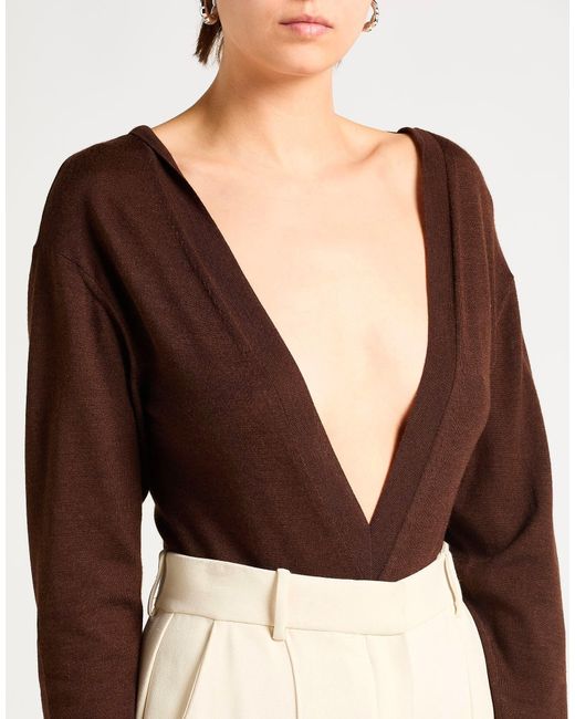 Saint Laurent Brown Long-Sleeved Bodysuit