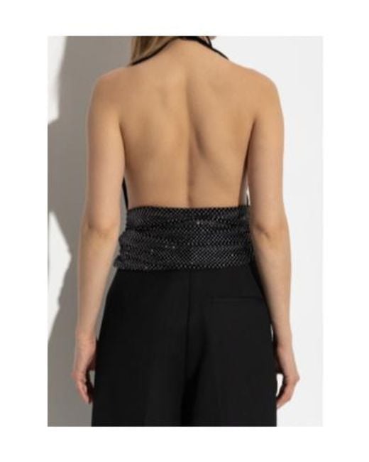 Balmain Black Embellished Open-Back Top