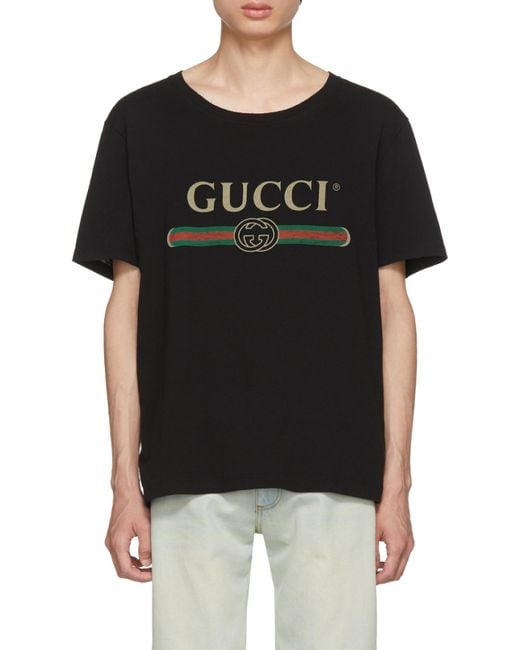 Gucci Black Oversize Washed T-Shirt With Logo for men